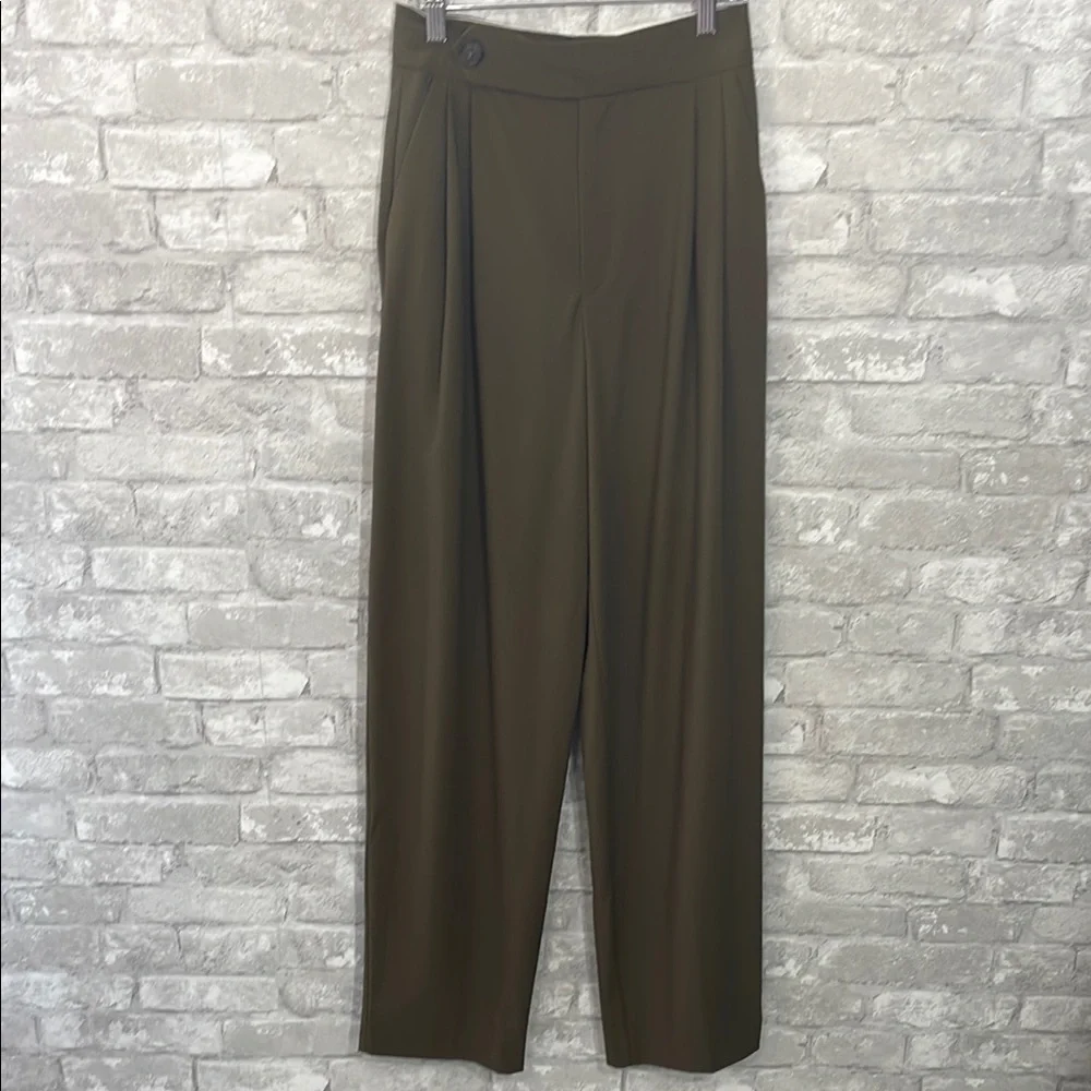Zara Olive Green High-Waisted Trousers
